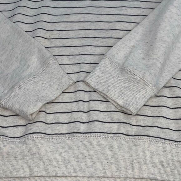 Howe No 65 Striped Crew Sweatshirt Cotton Side Zip‎ Cream Grey M Unisex - Picture 4 of 16